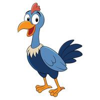 Cheerful cartoon chicken illustration standing with open beak and smiling face vector