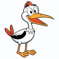 Cartoon pelican illustration with friendly expression isolated on white background vector