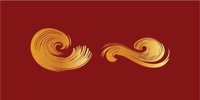 golden swirls on a red background vector