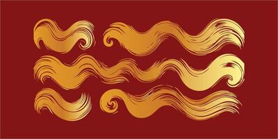 Brush stroke gold wave set vector