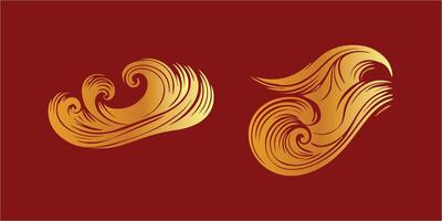 golden waves on a red background vector
