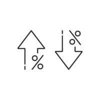 Percent arrow isolated icon in line style. business concept in flat. vector
