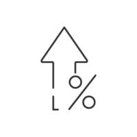Percent up line icon. Percentage, arrow, growth. Banking concept. Can be used for topics like investment, interest rate, finance vector