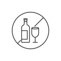 No Drinking Thin Line Icon. Flat Icon Isolated on the White Background. Editable Stroke EPS file. illustration. vector