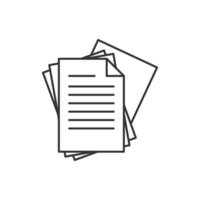 Document papers pile line icon, outline sign, linear style pictogram isolated on white. Symbol, logo illustration. Editable stroke vector