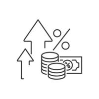 Inflation line icon. Money tax rate sign. Financial interest symbol. Quality design element. Linear style inflation icon. Editable stroke. vector