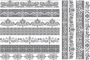 vintage inspired floral border collection with ornamental leaf and swirl elements for wallpaper wrapping and surface design vector