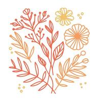 abstract floral art with fine line botanical art and trendy blossom elements for modern wrapping paper and textile uses vector