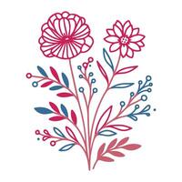 decorative floral artwork with summer blossoms and hand drawn leaf elements for wrapping paper and fabric accessories vector