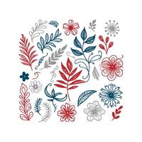 single line flower and leaf design with hand drawn art elements perfect for wrapping decoration and modern textile prints vector
