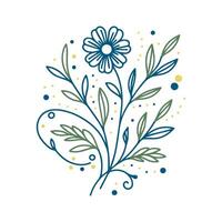 abstract cotton flower and botanical line art pattern with repeating design elements for wrapping paper and home decor fabric vector
