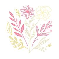 minimal botanical flower and leaf illustration pattern ideal for digital wallpaper and wrapping paper textile products vector