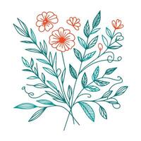 contemporary floral with minimalist blossom outlines and artistic leaf shapes for textile and wrapping paper design vector
