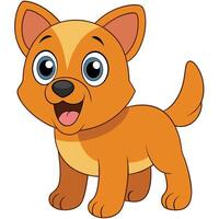 Cartoon puppy dog with big eyes smiling and standing happy vector