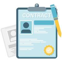 Contract and agreement documents, essential business document vector