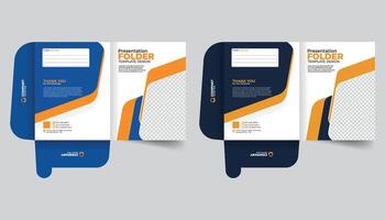 Corporate layout Presentation file folder design with business information on White Background vector