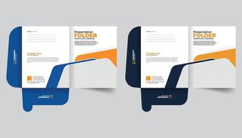 Modern and simple layout Presentation file folder design with business information on White Background vector
