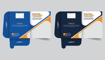 Unique and modern style Presentation file folder design with business information on White Background vector