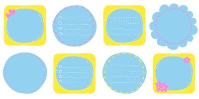 Set of cute memo paper sheets, sticky note, reminder, to do list, schedule. Templates for notebooks, planners. vector