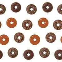 Square composition, Seamless pattern with yummy chocolate donuts on white background. vector