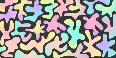 Seamless pattern with abstract colorful silhouette amoeba shapes. flat design background in gradient boho style. Wavy liquid distorted shapes vector