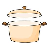Beige Open Stock Pot Illustration on White Background vector
