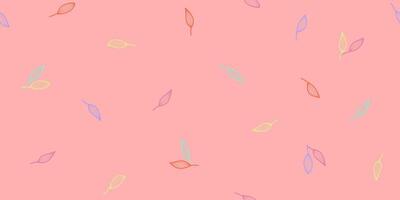 colorful leaves pattern background. leaf seamless pattern on pink background. vector