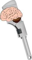 A brain is shown in a wrench vector