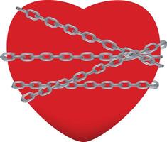 A heart with chains around it vector