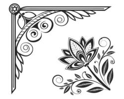 Elegant Arabesque Floral Design With Intricate Corner and Abstract Flower vector