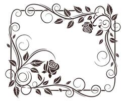 Elegant Floral Frame with Romantic Ornate Design and Swirling Leaf Patterns vector