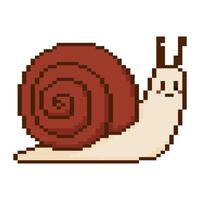 8 bit snail. Pixel art object, Old school vintage game graphic vector
