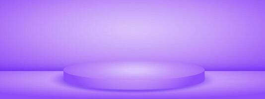 Purple studio room with podium stage. Limbo light background. Abstract 3d bg with empty space for advertising text. mockup illustration. vector
