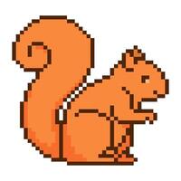 8 bit squirrel. Pixel art object. Old school vintage game graphic vector