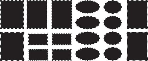 Geometric frames with wiggly edges set. Trendy silhouette borders with zigzag wavy edges. vector