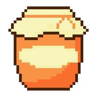Homemade jam icon. Pixel art object in 8 bit style. Isolated illustration. vector