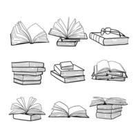 illustration hand draw book collection set on white background vector