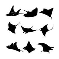 silhouette stingray fish collection set on white background vector