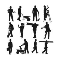 illustration silhouette worker collection set on white background vector