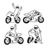 hand draw moto gp collection set on white background vector