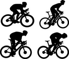 Hand drawn silhouette bicycle player collection vector
