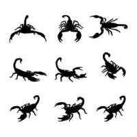 silhouette animal scorpion collection set, simple design vector