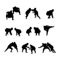 illustration silhouette sumo collection set on white background vector