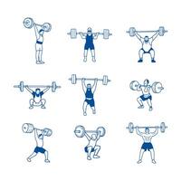 hand draw weightlifting collection set simple design vector