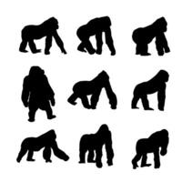 silhouette gorilla collection on white background vector