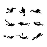 silhouette free diver collection simple design vector