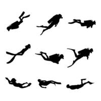 silhouette free dive collection set simple design vector