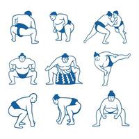 illustration hand draw sumo collection set vector