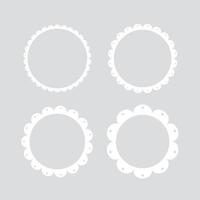 Blank white scalloped edge round label set. Flat design illustration. vector