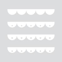 Cute set of white seamless upper borders with scalloped edges. vector
